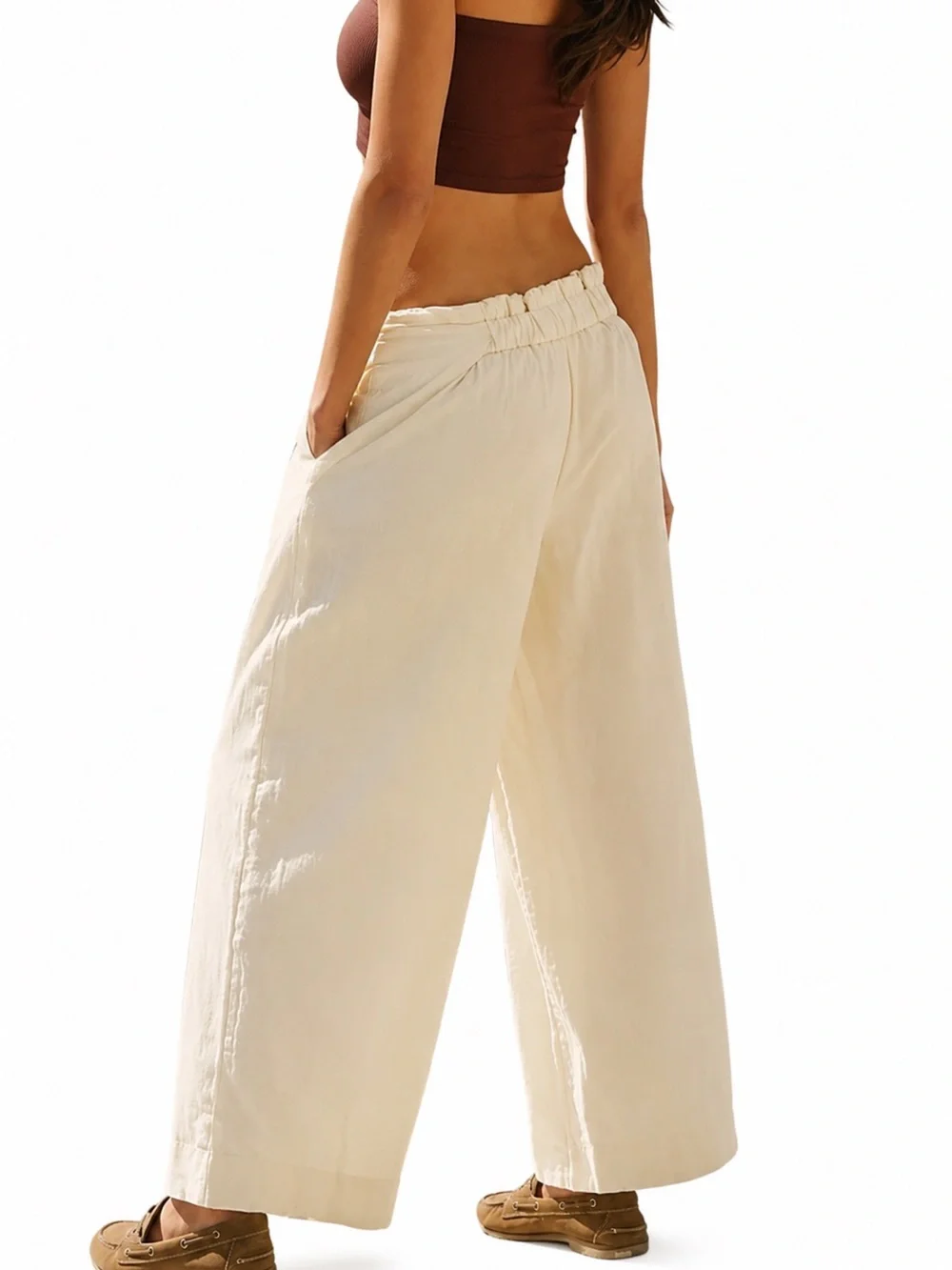 Free People Free-est Dune Pant-Wide Leg-Linen Blend Pull-On Pant